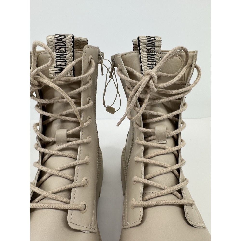 ZARA Wednesday Adams Combat Boots Beige Lug Sole Goth Academia Platform 7.5 US - Picture 3 of 12